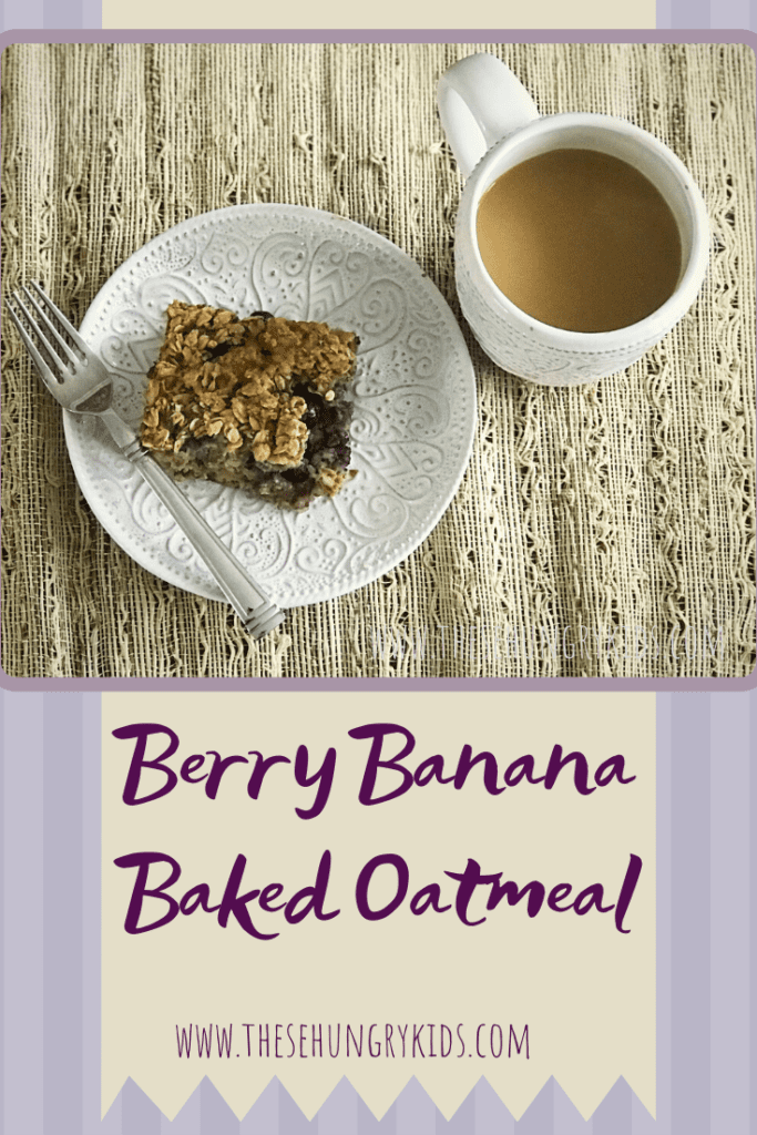 berry banana baked oatmeal www.thesehungrykids.com
