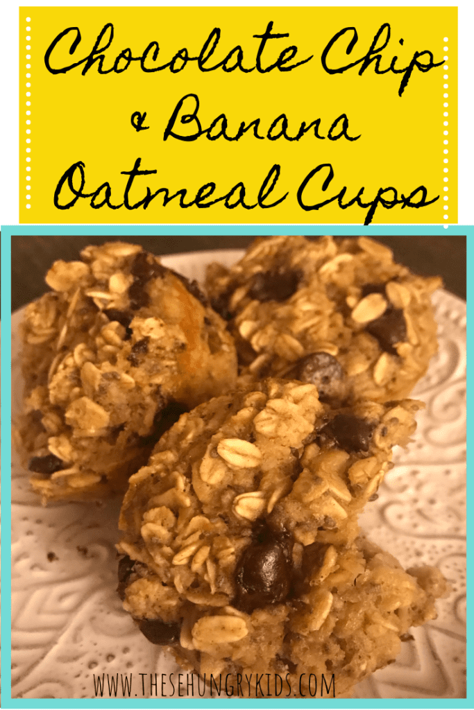 Chocolate chip and banana baked oatmeal cups - a delicious, healthy and easy breakfast recipe that you can make ahead and eat all week! Add to your meal prep breakfast list.