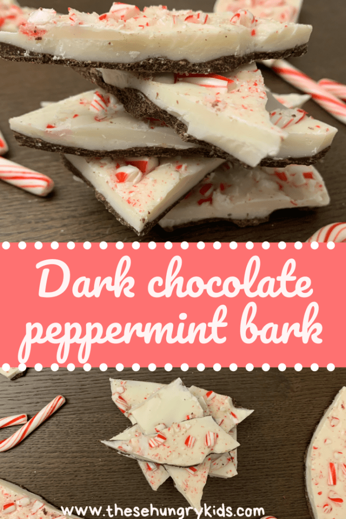 This is the easiest candy recipe you’ll ever see! It takes almost no time, minimal effort, but it’s still a delicious, pretty, fancy candy that makes a great Christmas party favor, gift, or addition to your Christmas cookie tray. Peppermint and dark chocolate are an amazing combo in this bark!
