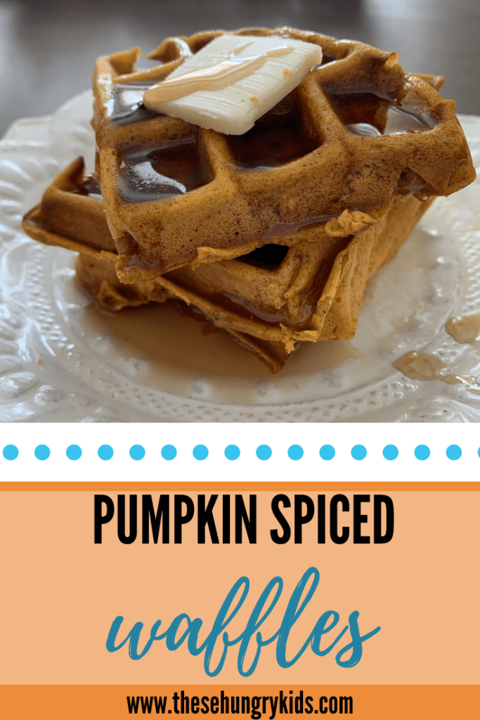 These pumpkin spiced waffles are an easy breakfast treat the family will love! Loaded with tons of pumpkin flavor, this fluffy, spiced waffle will warm you up as the weather gets cold!