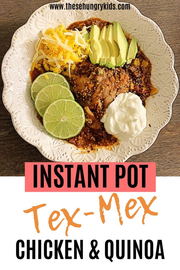 This recipe for Instant Pot Tex-Mex Chicken and Quinoa is an easy dump and start recipe your family will love! It's an easy weeknight meal, or serve it as an easy party meal.