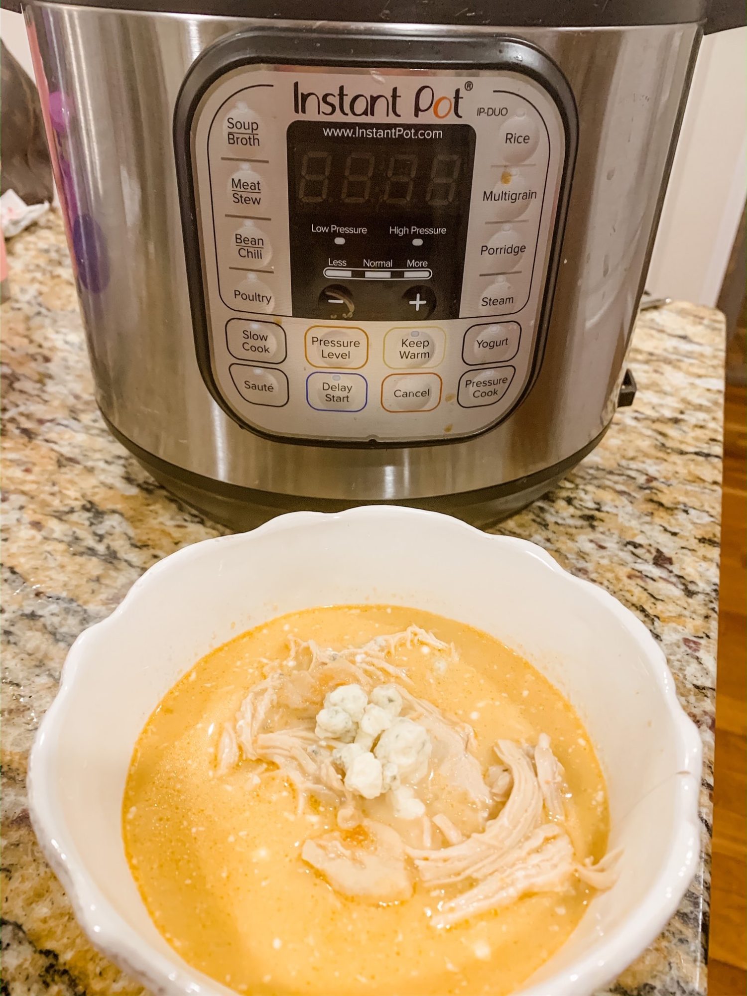 This easy buffalo chicken soup recipe is made in the Instant pot, and is a quick family dinner!