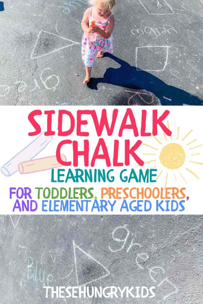 This fun sidewalk chalk learning game is great for toddlers, preschoolers, and elementary aged children! There are endless ways to play, and it's easy to set up.