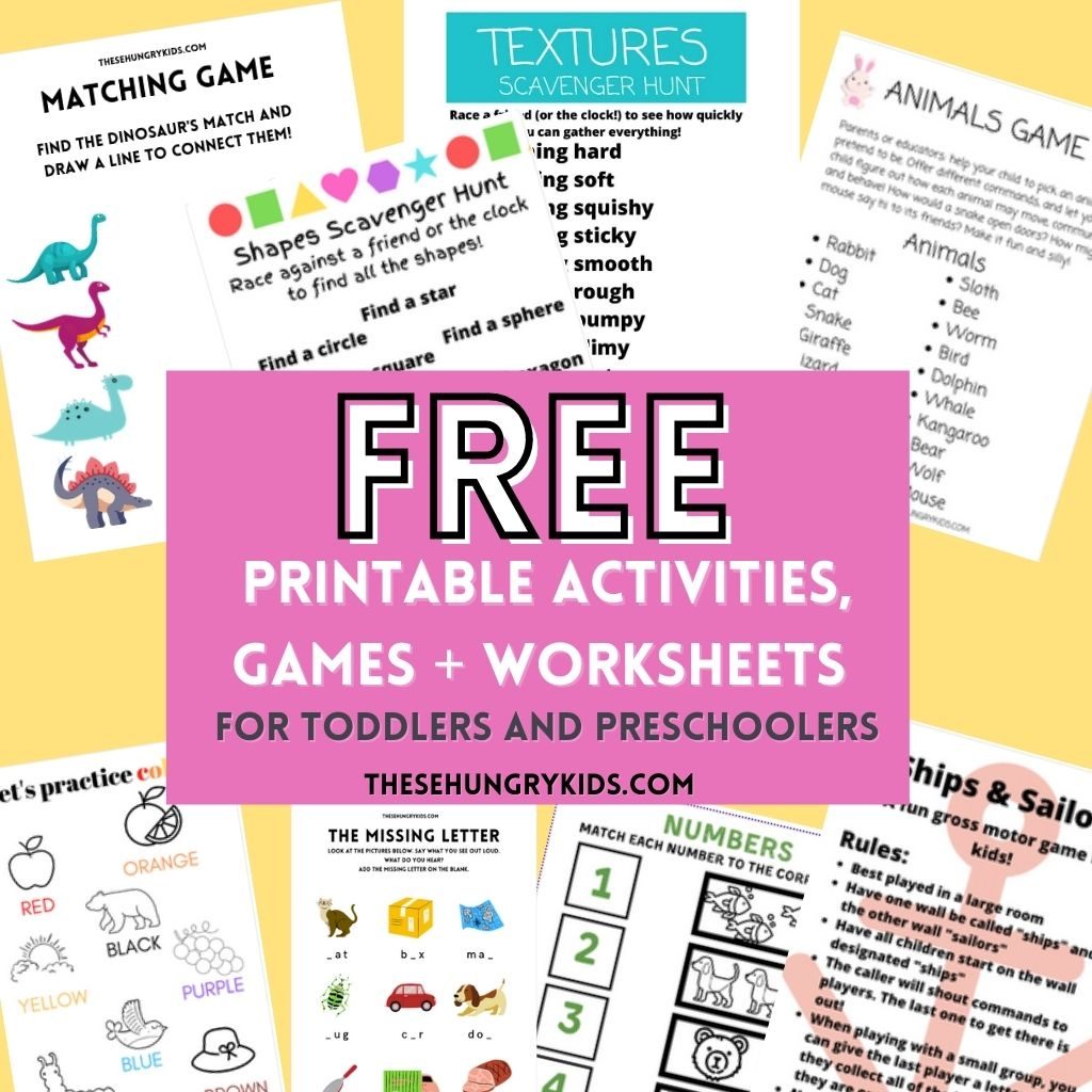 free printable activities, games and worksheets for toddlers and preschoolers