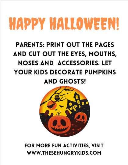 halloween face cutout activity for kids