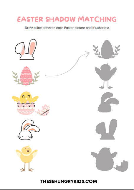 Easter activity printable shadow matching