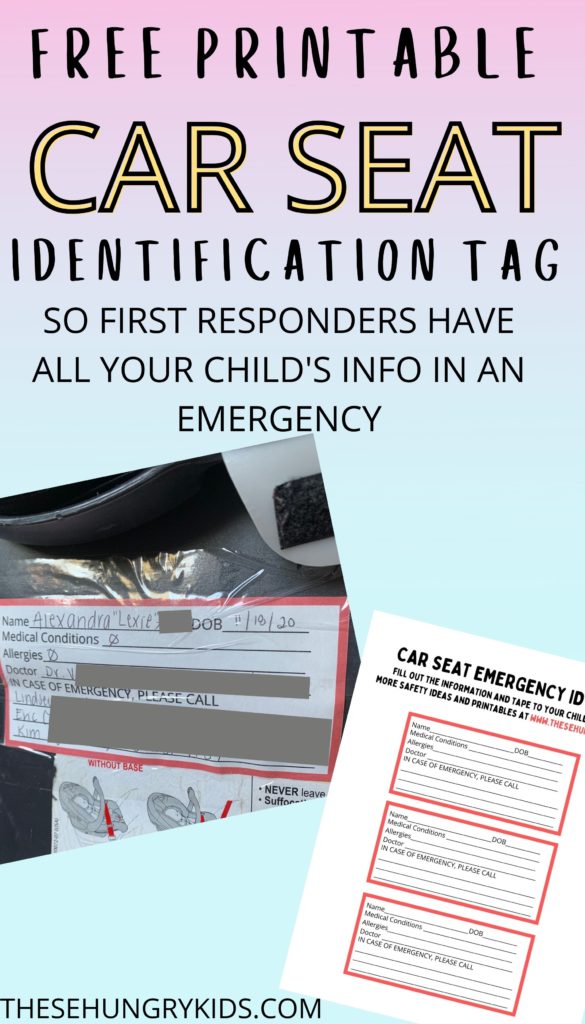 car seat printable ID tag 