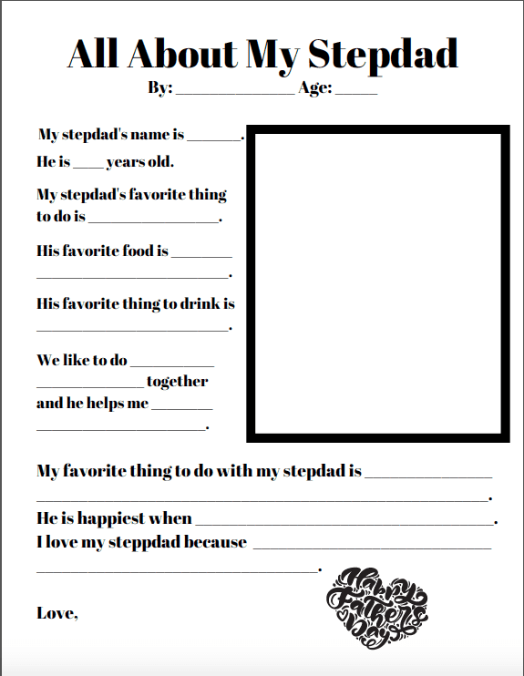 All About My Step Dad Printable
