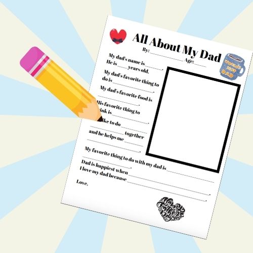printable all about my dad worksheet