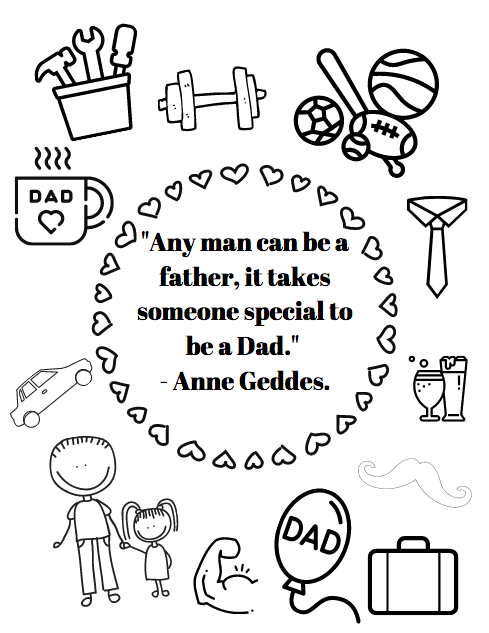 Quote about being a dad coloring page