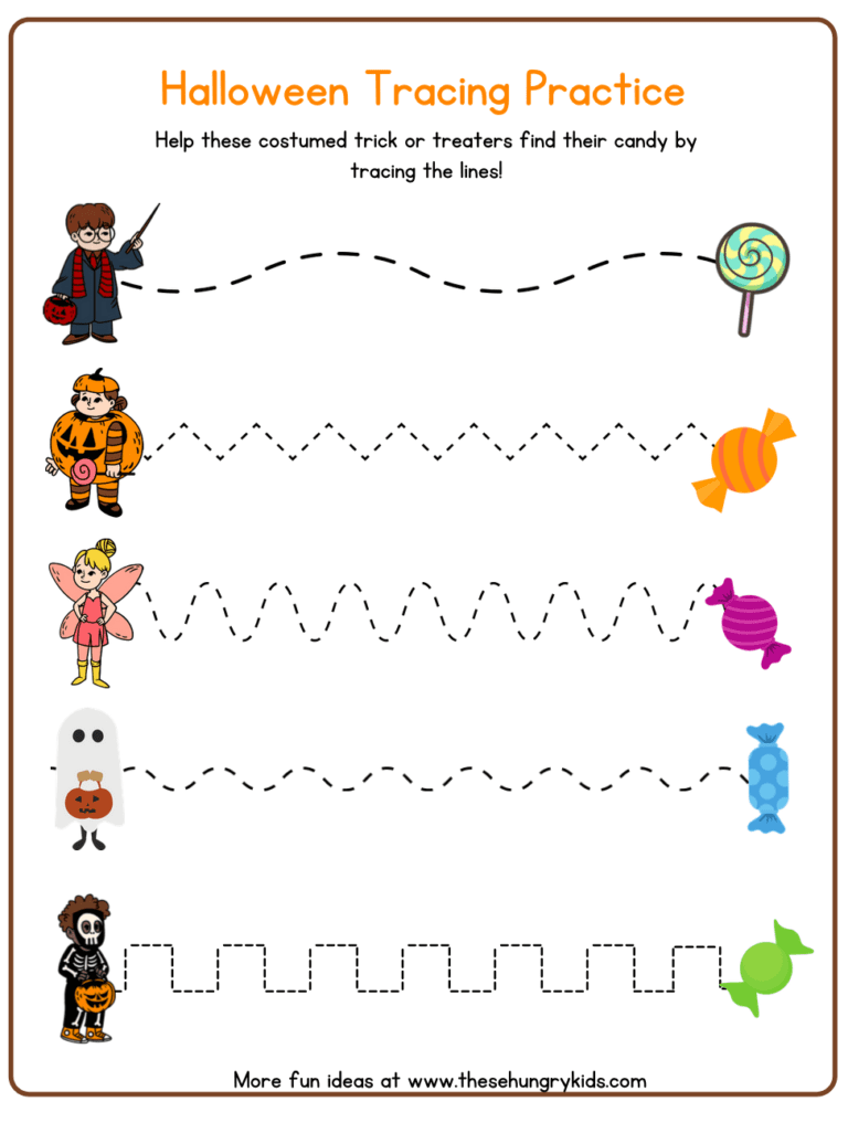 "Trick Or Treat" Halloween Tracing Practice Worksheet - FREE DOWNLOAD ...