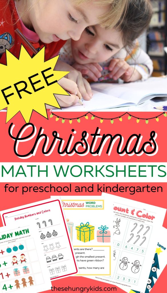 free Christmas math activities for preschool or kindergarten 