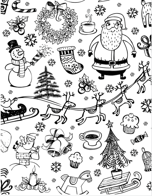 christmas items coloring page