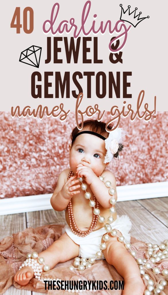 dazzling jewel and gemstone names for girls baby girl in pearl necklace and headband