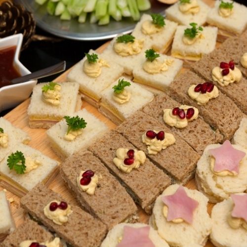 variety of tea sandwiches for party