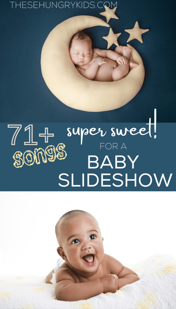 songs for a baby slideshow pin with two photos of newborn babies