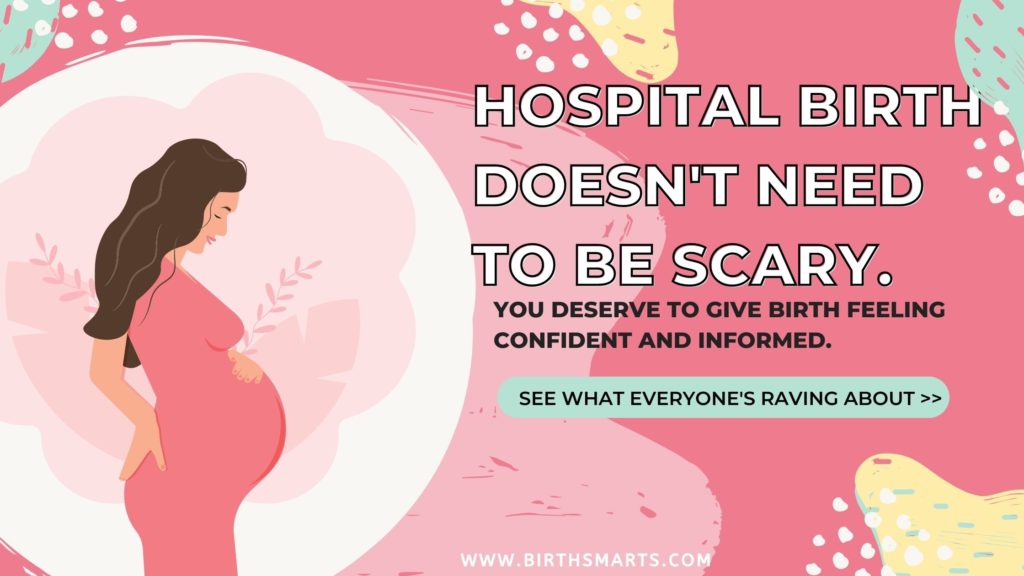 pink graphic that says hospital birth doesn't have to be scary click here